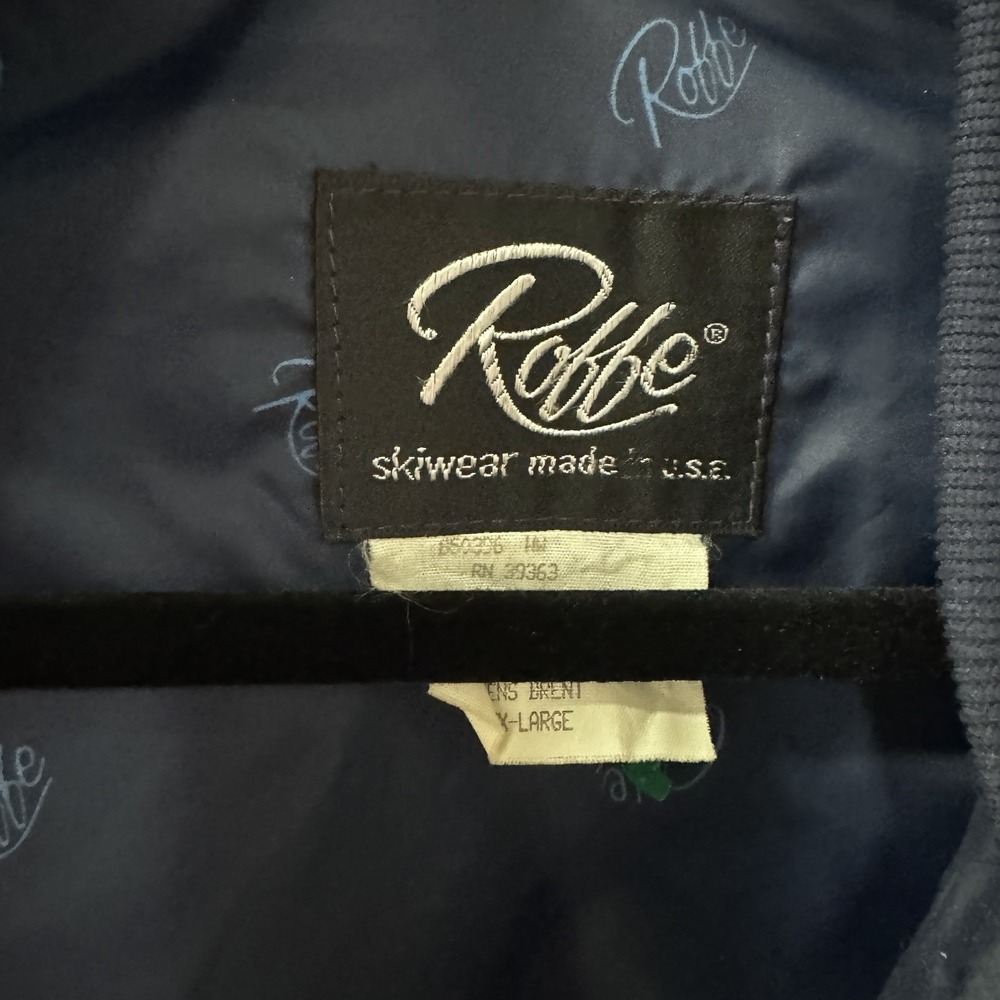Roffe Skiwear Down Puffer Ski Vest Men's Size XL Dark Navy Blue Snap Front Puffy - Picture 5 of 11